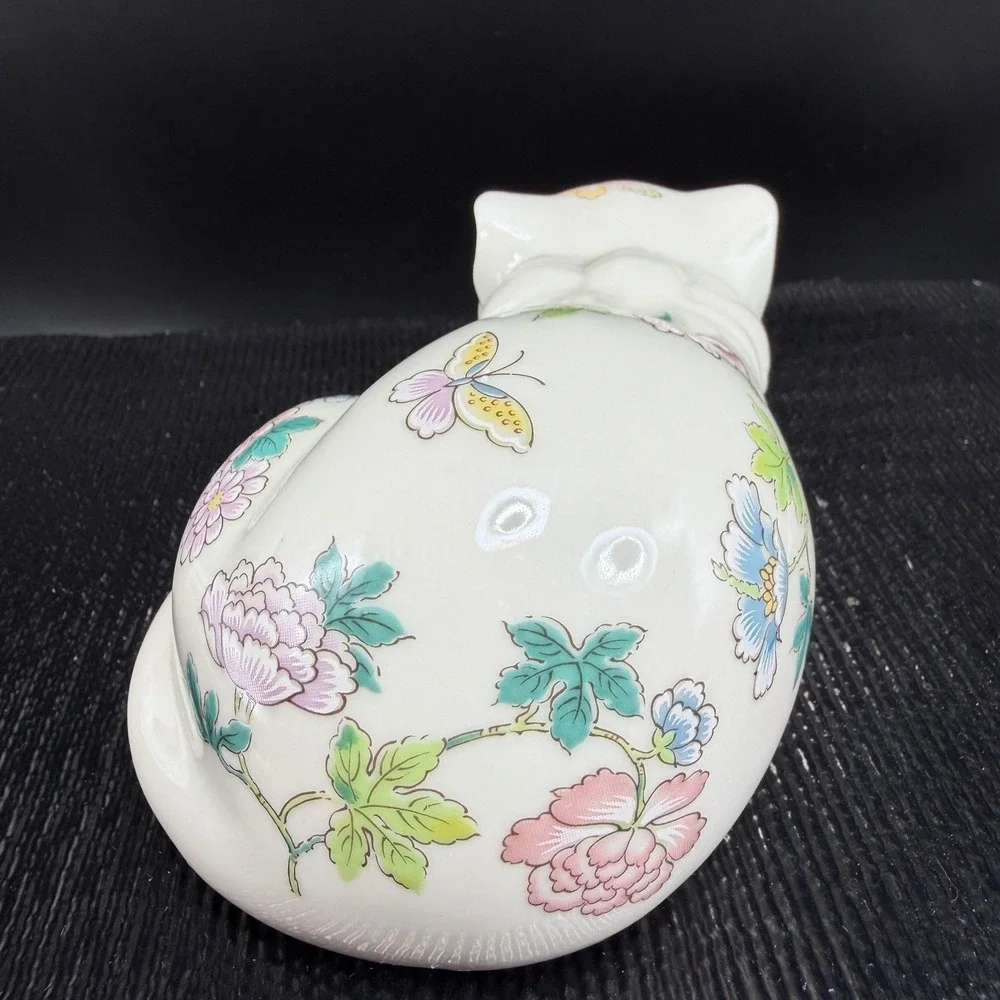 Takahashi San Francisco Cho Cho Sleeping Cat Figurine Floral Butterfly Japan 5in